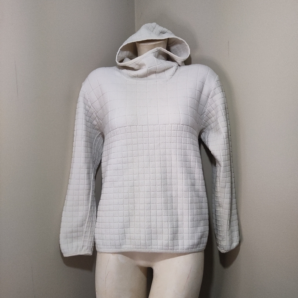 Lululemon Lab Cream Textured Grid Fleece Hoodie Pullover M - Picture 4 of 11